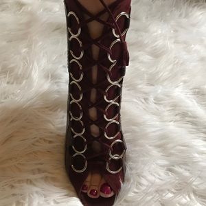 Brian Atwood Bordeaux Adele Leather Booties